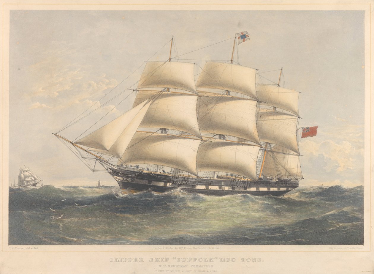 Das Klipperschiff Suffolk 1100 Tonnen, ca. 1857-60 von Thomas Goldsworth Dutton