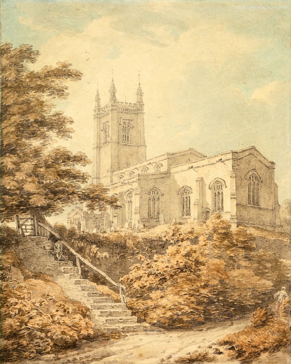 Südostansicht der Kirche in Odell von Thomas Hearne