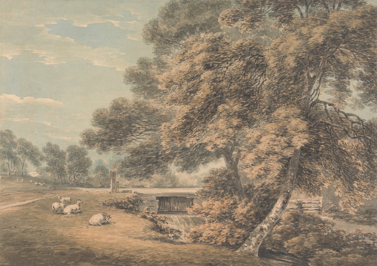 Die Bäume und der Fluss im Park von Coleorton Hall, Leicestershire von Thomas Hearne