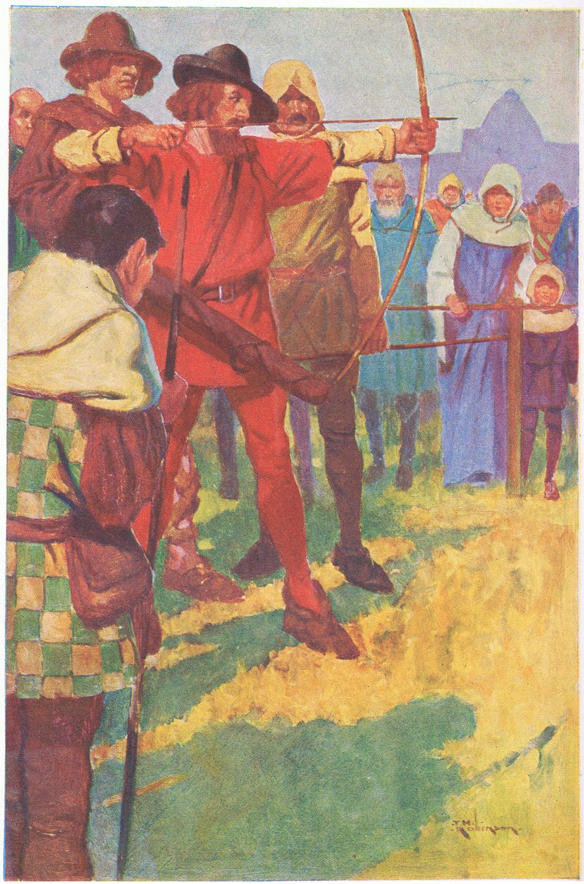 Er spannte seinen Bogen für einen kurzen Moment und ließ dann die Sehne los von Thomas Heath Robinson