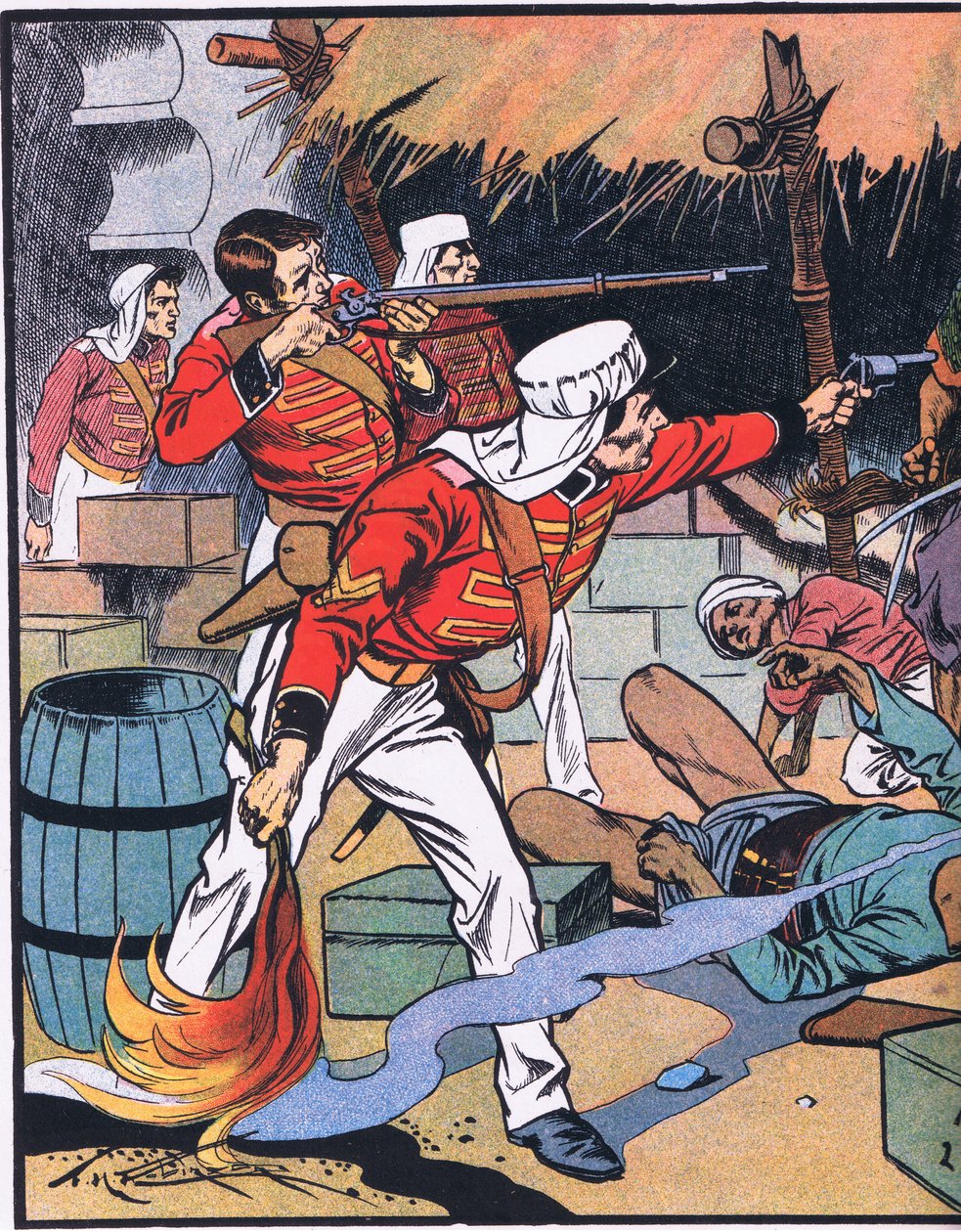 Die Zerstörung des Magazins in Delhi von Thomas Heath Robinson