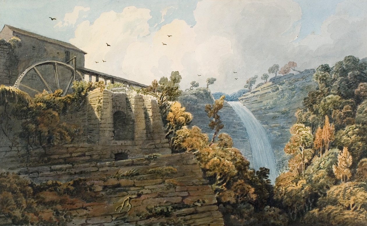 Wasserfall und Schmelzofen von Melincourt von Thomas Hornor