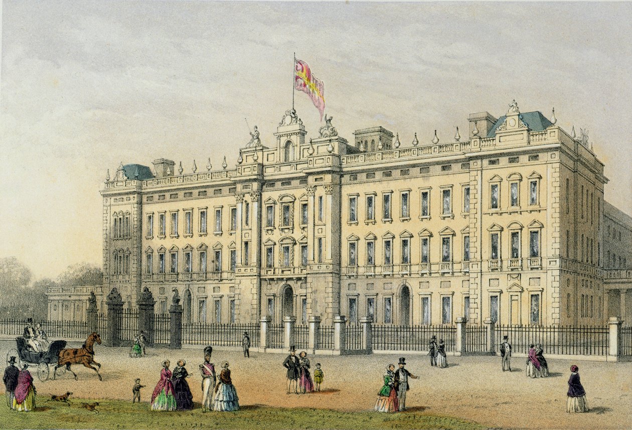 Buckingham Palace, graviert von Bachelier, veröffentlicht 1854 von Thomas Hosmer Shepherd