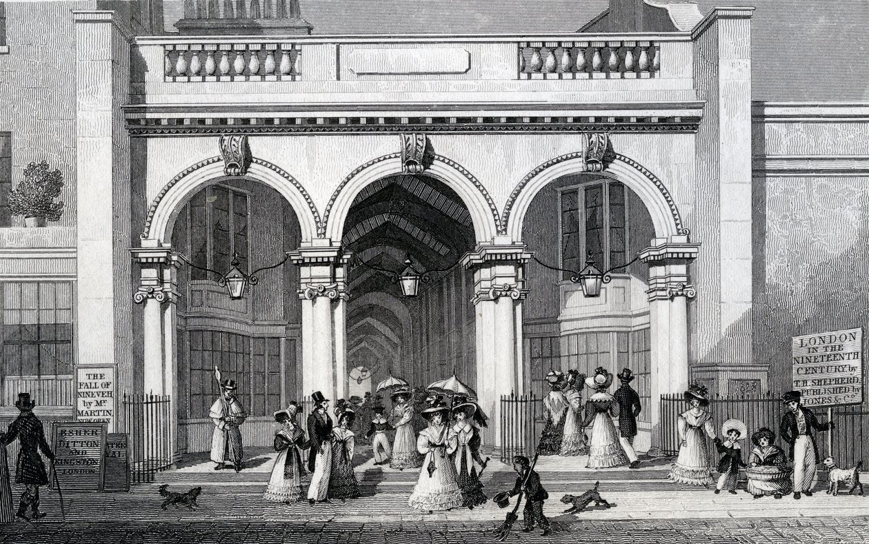 Burlington Arcade, Picadilly, graviert von William Tombleson, 1828 von Thomas Hosmer Shepherd