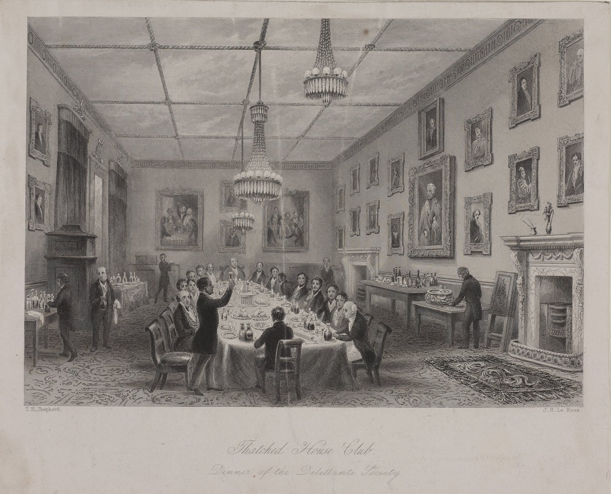 Abendessen der Dilettanti Society, Thatched House Tavern in der St Jamess Street von Thomas Hosmer Shepherd