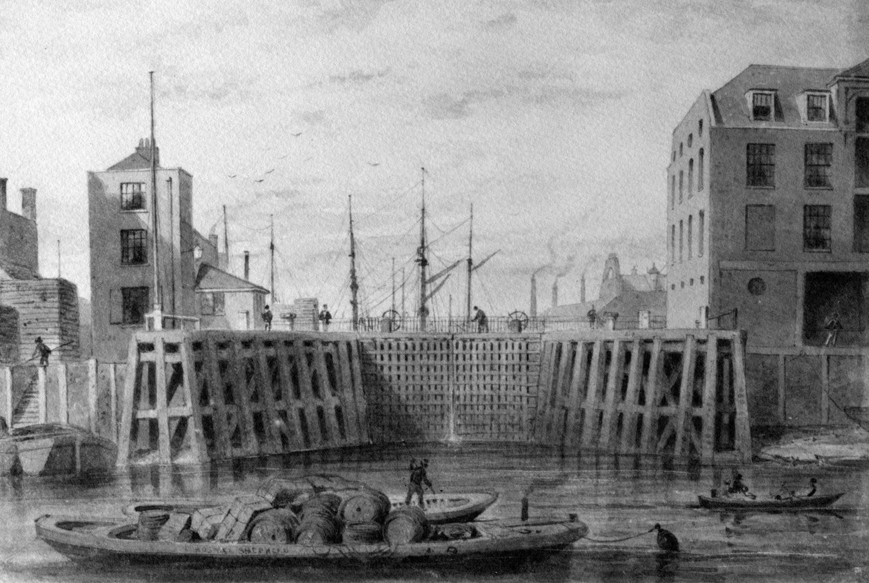 Eingang zum Limehouse Dock, 1850 von Thomas Hosmer Shepherd