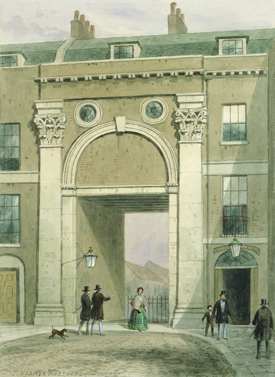 Tor zum Fluss, Essex Street, 1857 von Thomas Hosmer Shepherd