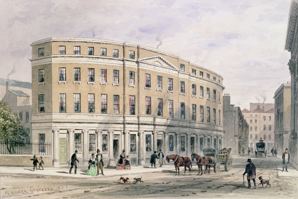 Neue Häuser am Eingang der Gresham St, 1851 von Thomas Hosmer Shepherd