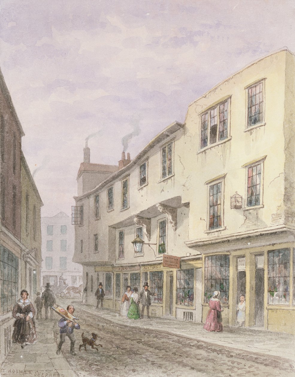 Altes Haus am Eingang zur Leather Lane, 1857 von Thomas Hosmer Shepherd