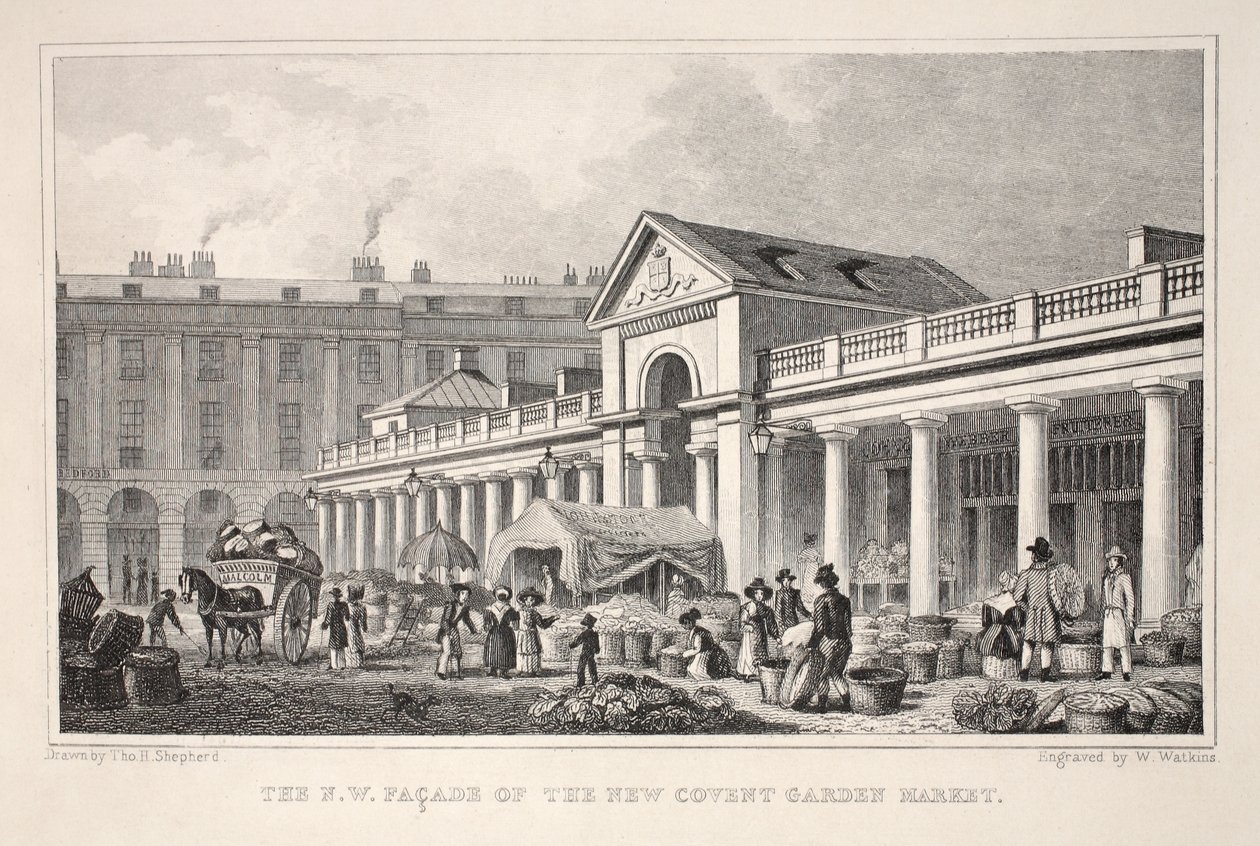 Die NW-Fassade des neuen Covent Garden Market, aus 