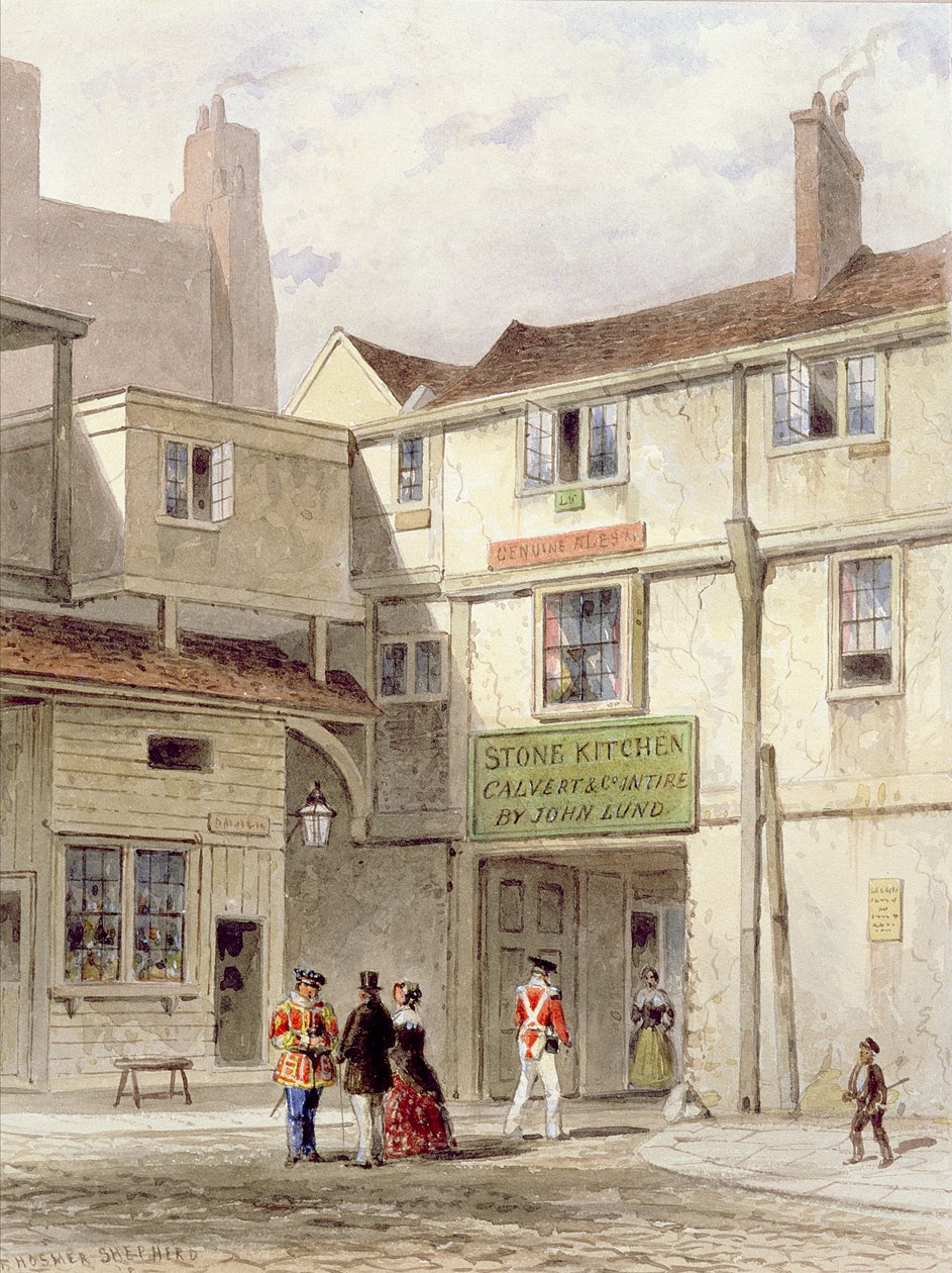 Die berühmte Kantine im Turm - genannt Die Steinküche - abgerissen 1827 von Thomas Hosmer Shepherd
