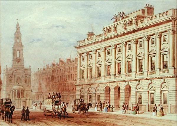 Ansicht von Somerset House und der Kirche St. Mary Le Strand von Thomas Hosmer Shepherd
