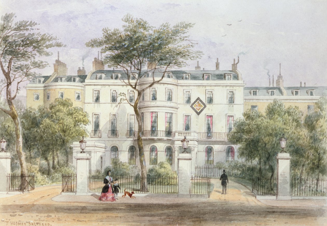 Westfassade von Sir Robert Peels Haus im Privy Garden (1788-1850) 1851 von Thomas Hosmer Shepherd