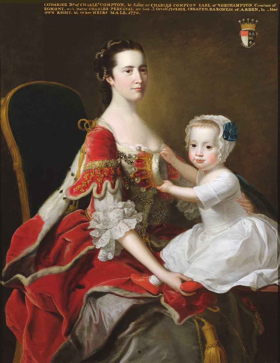 Porträt von Catherine Compton, Gräfin von Egmont, und ihrem ältesten Sohn Charles Perceval, 1758 von Thomas Hudson