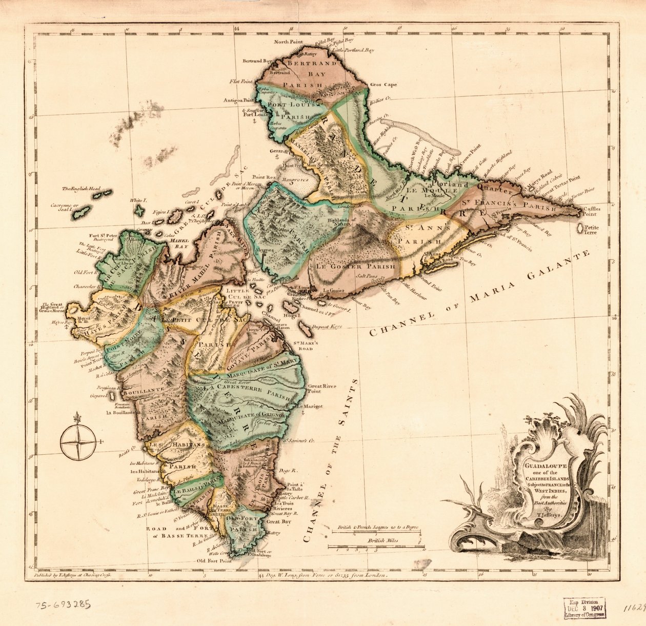 Guadaloupe, eine der Karibischen Inseln, die zu Frankreich in den Westindischen Inseln gehört, LOC 75693285 von Thomas Jefferys