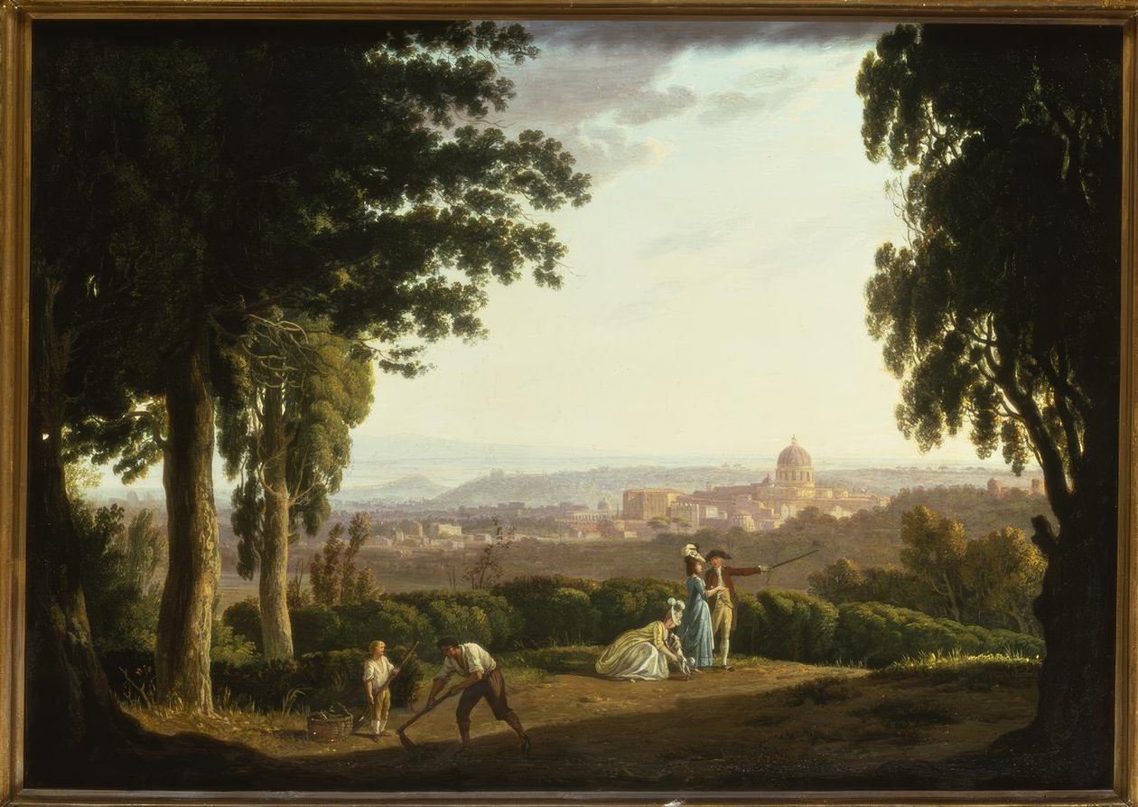 Elegante Figuren auf einem Hügel mit Blick auf Rom von Thomas Jones