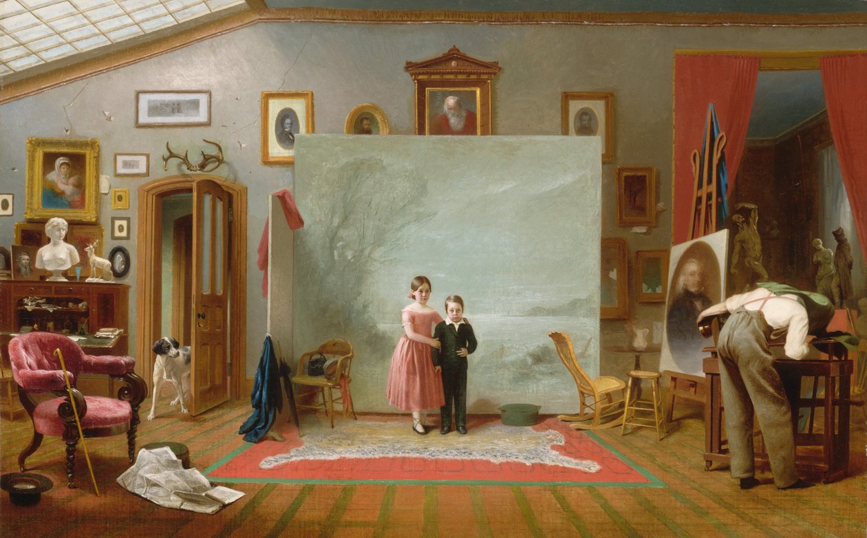 Innenraum mit Porträts, ca. 1865 von Thomas Le Clear