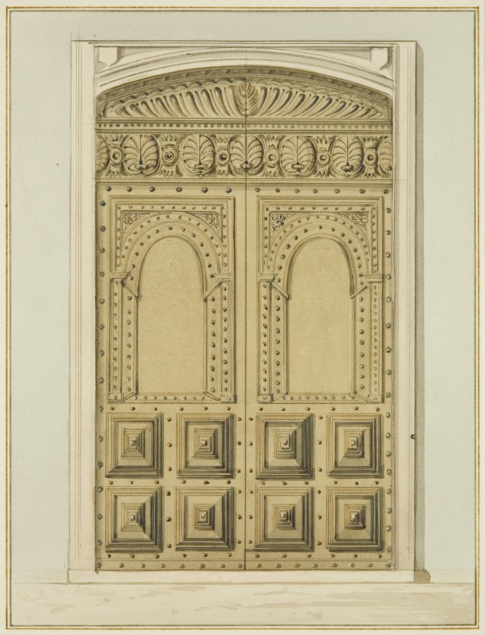 Geschnitztes inneres Türportal nahe dem Altar, St. John