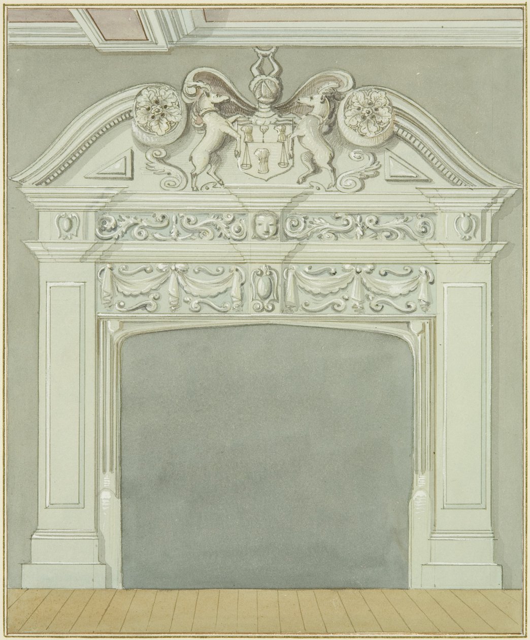 Kamin im Gebäude neben der Wachstube, Wine Street von Thomas Leeson the Elder Rowbotham