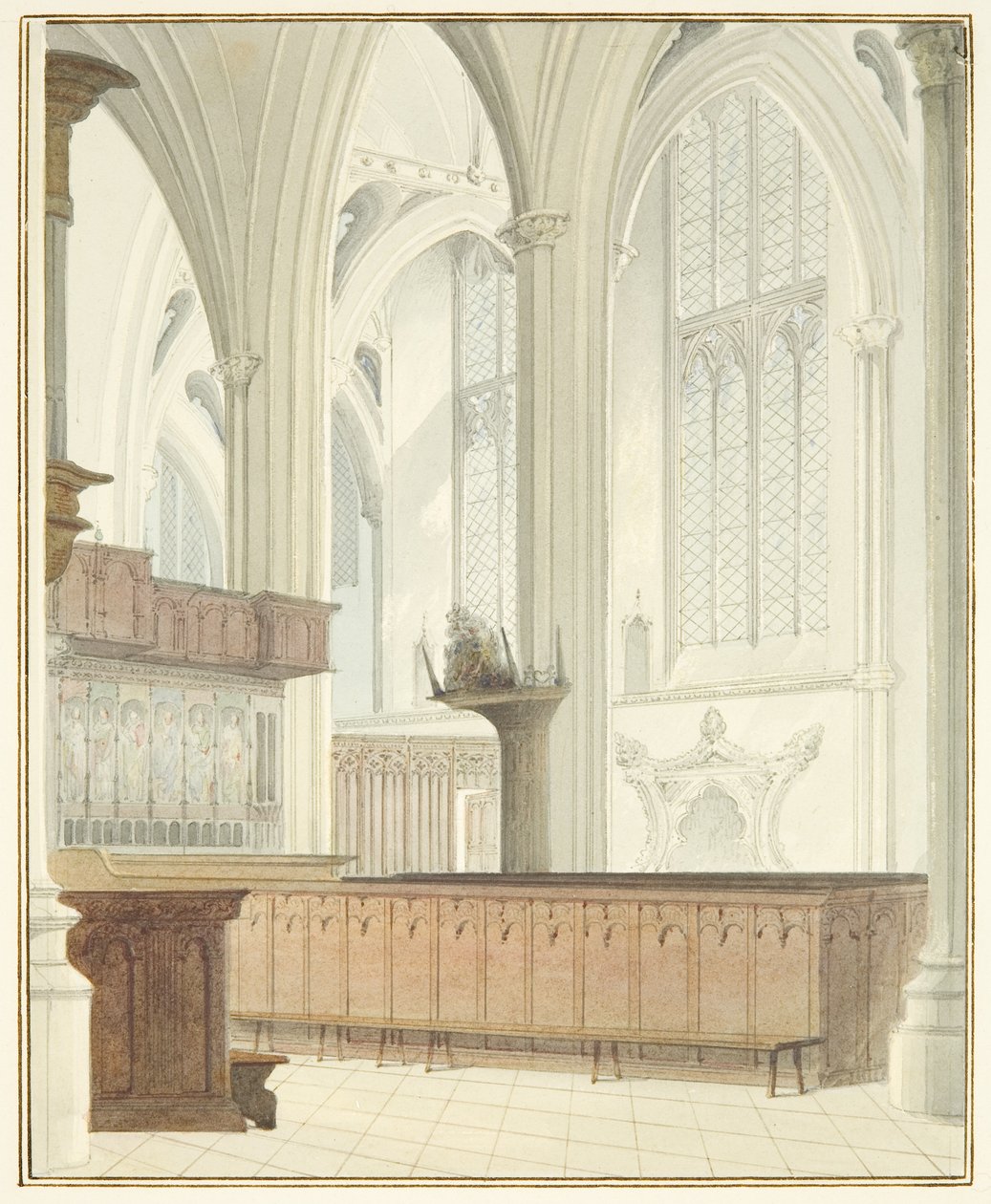 Innenansicht der Kathedrale von Bristol, nahe der Orgel von Thomas Leeson the Elder Rowbotham