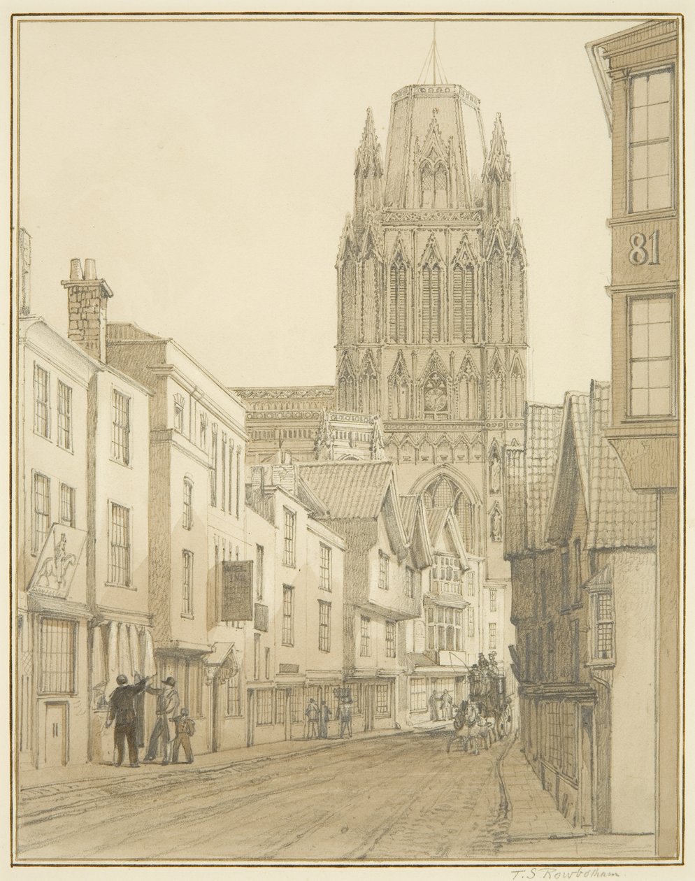 Nordansicht der St. Mary Redcliffe Kirche von der Redcliffe Street aus von Thomas Leeson the Elder Rowbotham