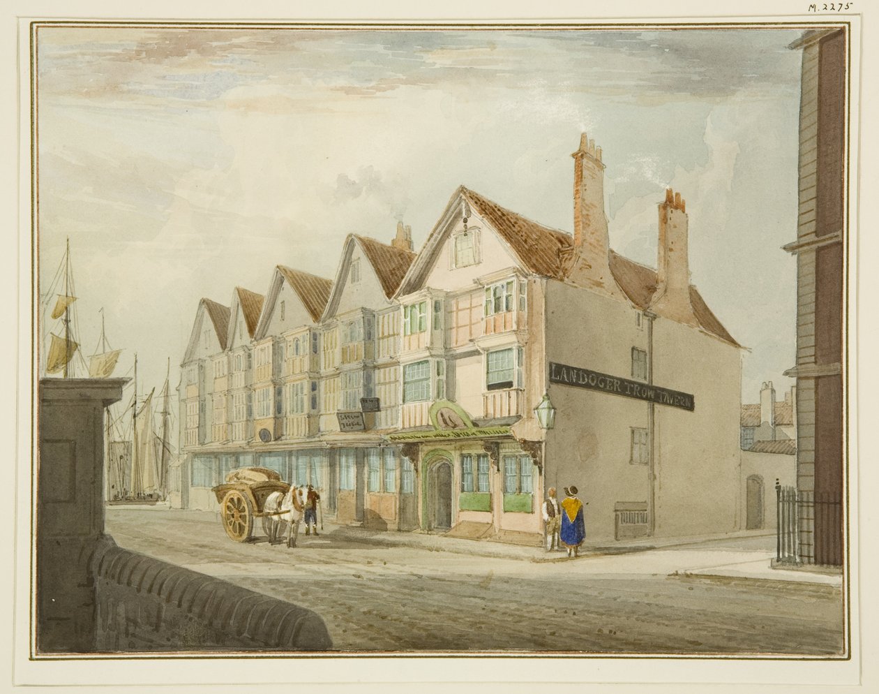 Südseite der King Street mit Llandoger Trow von Thomas Leeson the Elder Rowbotham