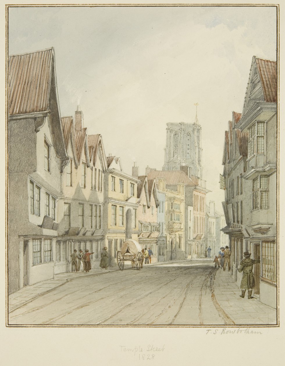 Temple Street, mit Blick auf den Turm der Temple Church von Thomas Leeson the Elder Rowbotham