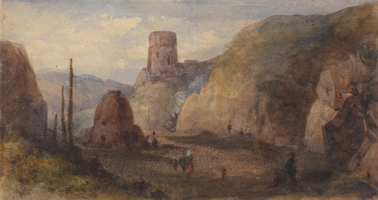 Felsige Landschaft mit Festung von Thomas Miles Richardson Sr.