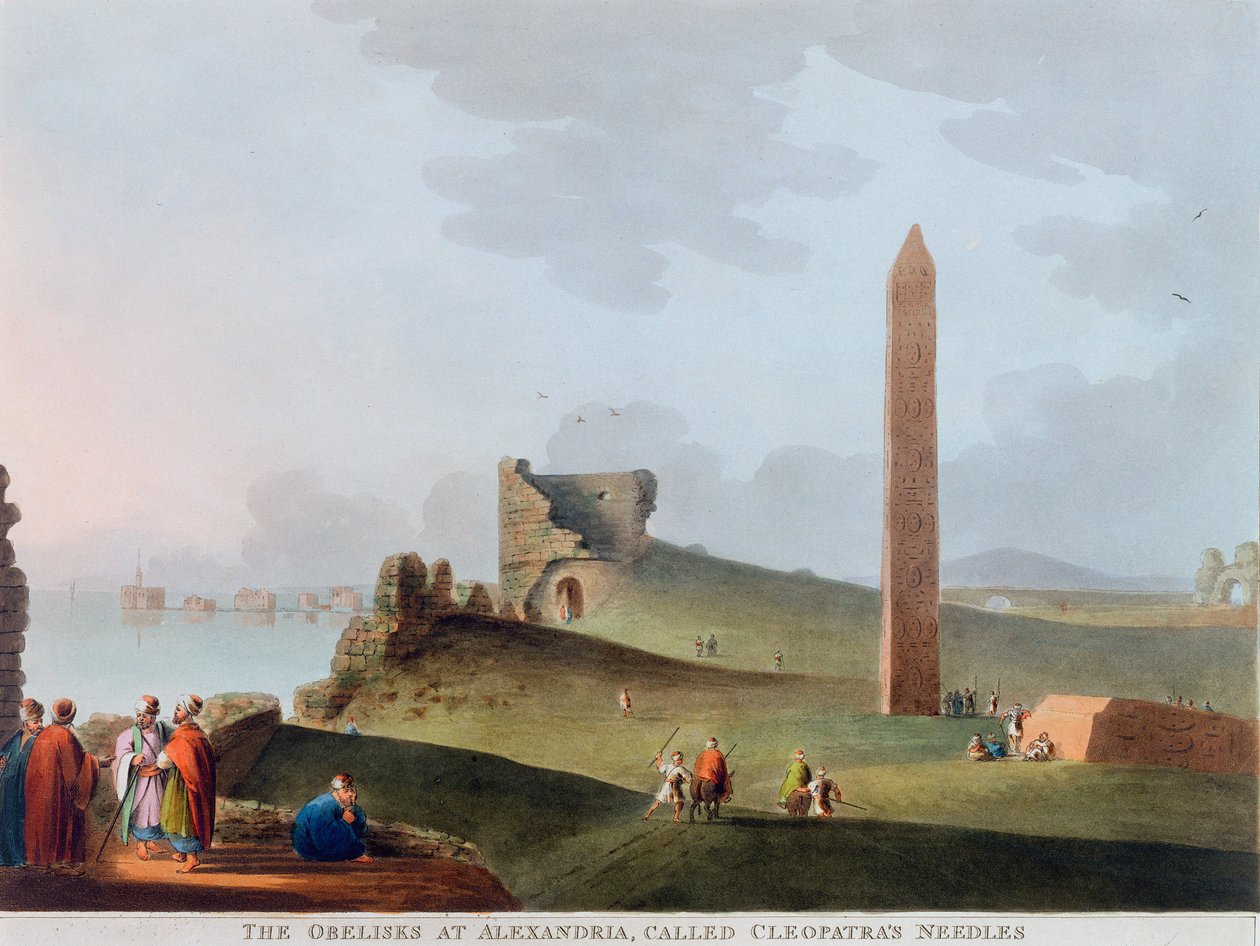 Die Obelisken von Alexandria, genannt Kleopatras Nadeln, Ägypten, 1802 von Thomas Milton