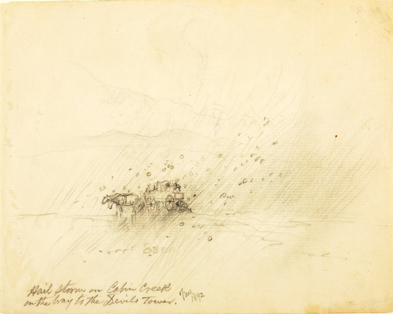 Hagelsturm auf Cabin Creek auf dem Weg zum Teufelsturm von Thomas Moran