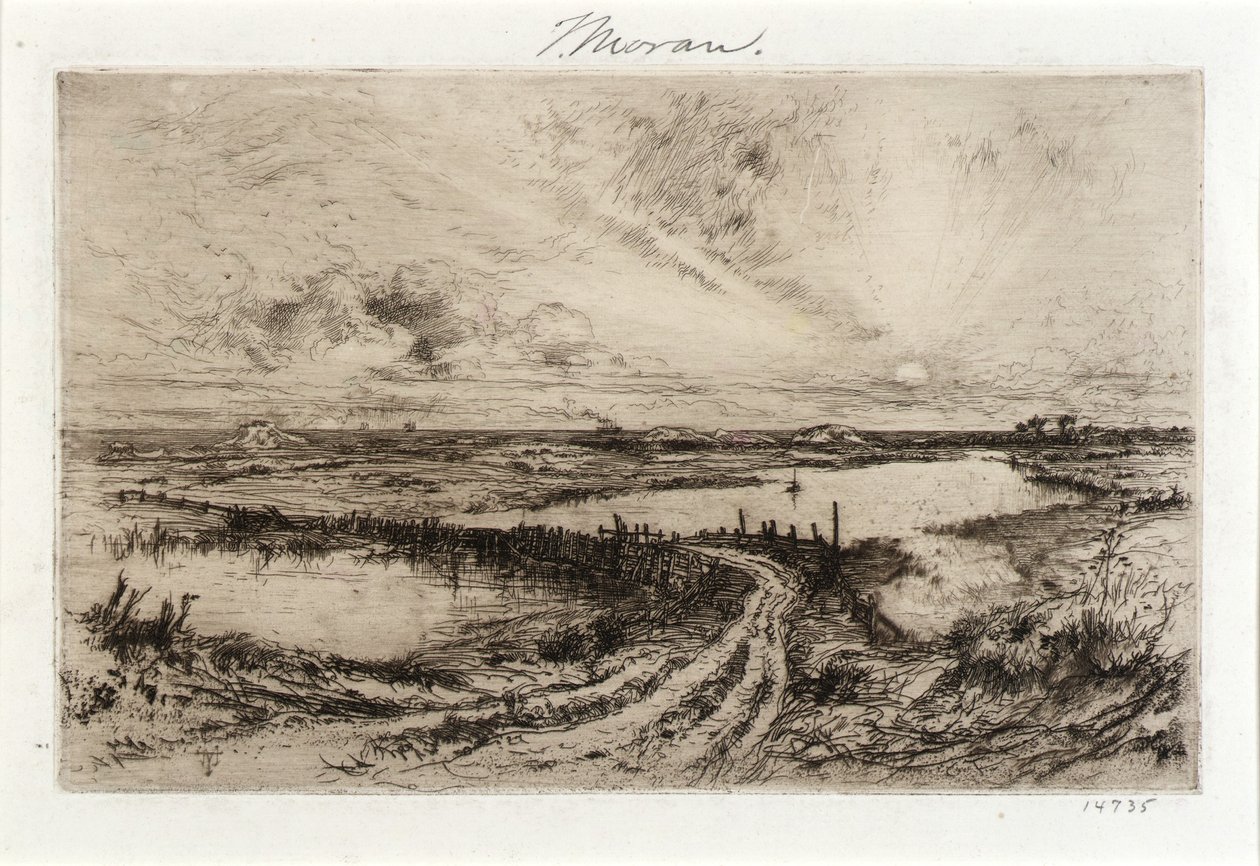 Hook Pond und die alte Brücke von Thomas Moran