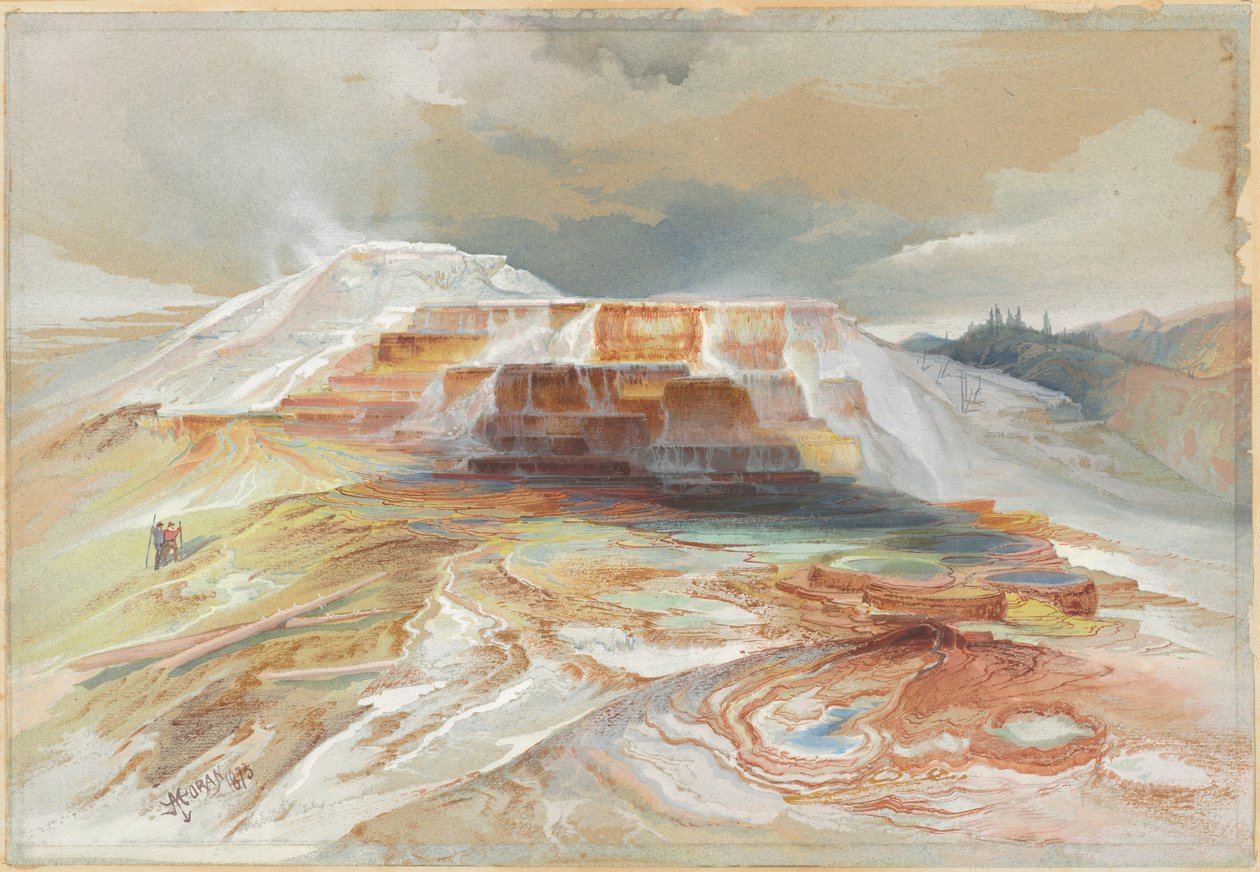 Heiße Quellen am Gardiner River, Yellowstone von Thomas Moran