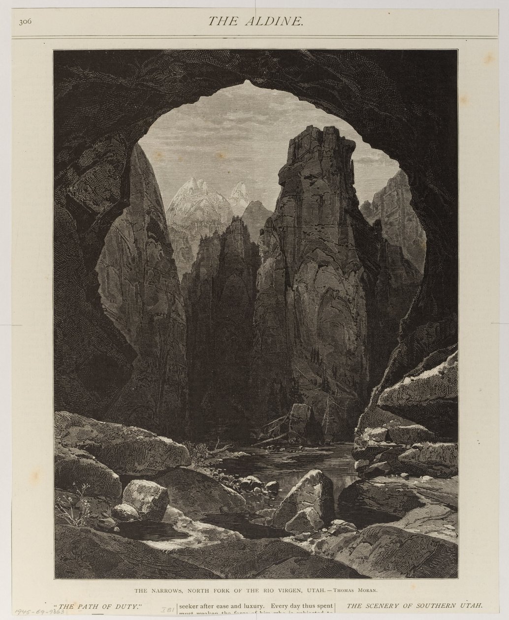 Die Engstelle, Nordarm des Rio Virgen, Utah von Thomas Moran