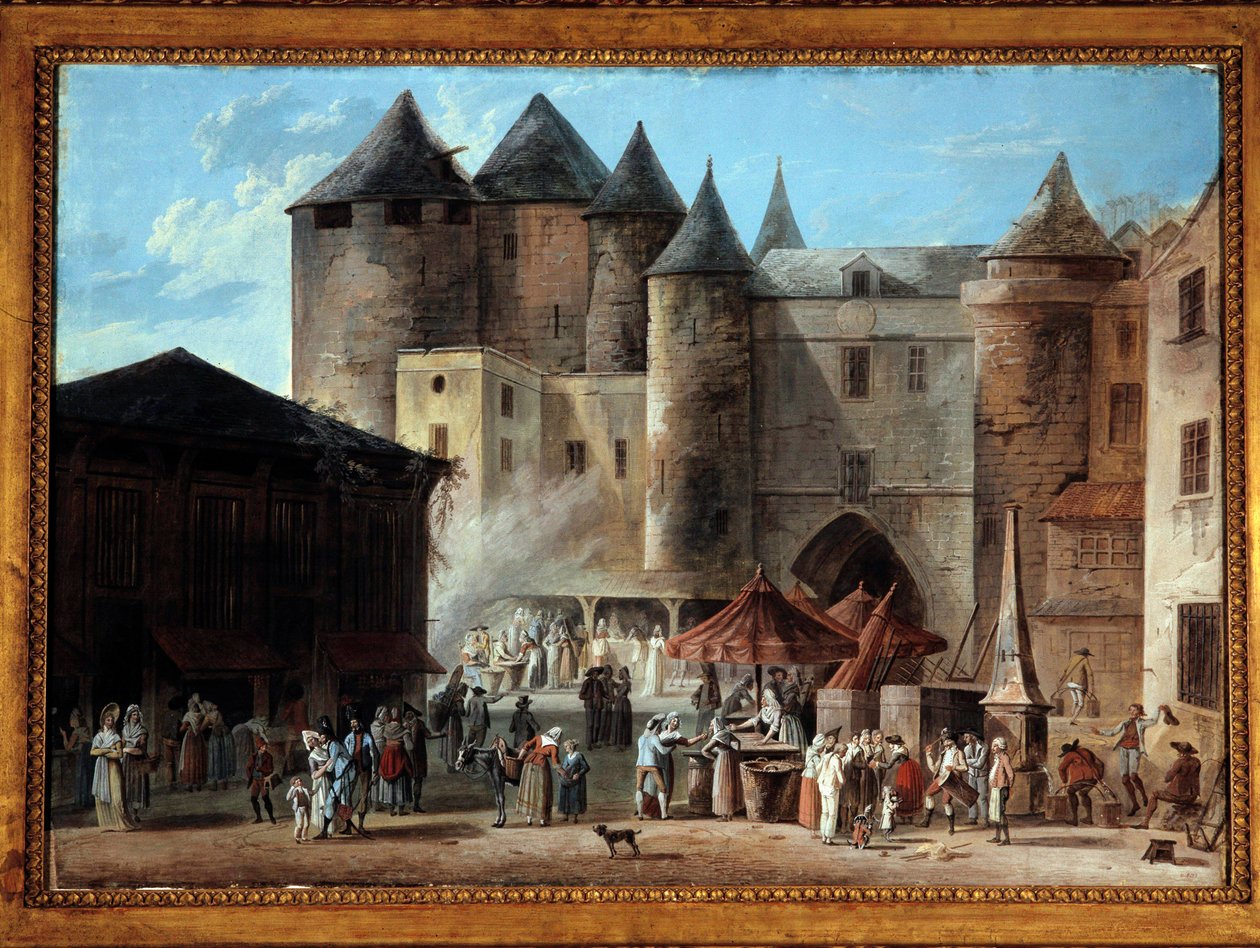 Place du Grand Chatelet in Paris, Straßenszene zur Zeit der Französischen Revolution von Thomas Naudet
