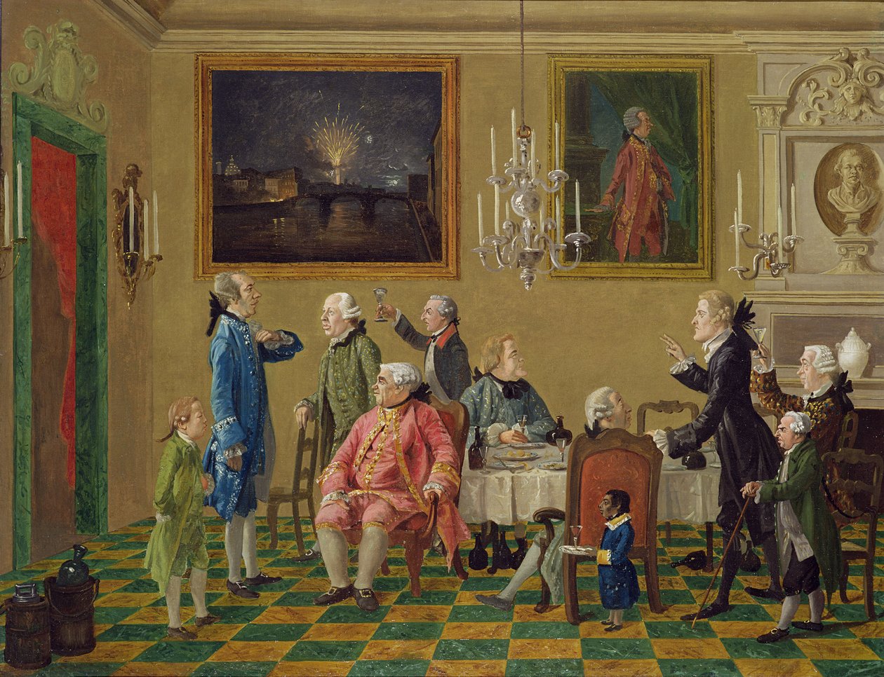Britische Herren im Haus von Sir Horace Mann in Florenz, ca. 1763-65 von Thomas Patch