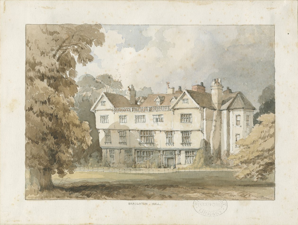 Broughton Hall: Aquarell, undatiert [?1838] von Thomas Peploe Wood