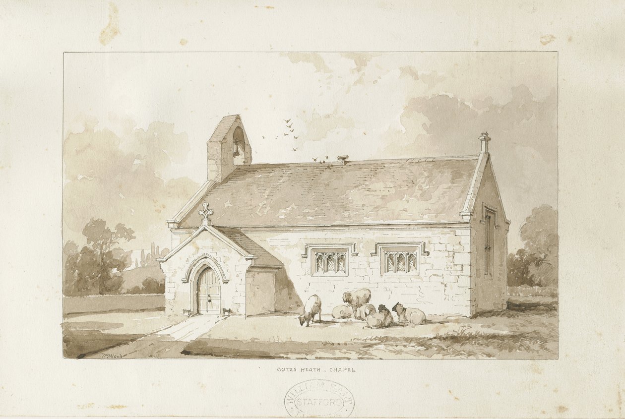 Eccleshall - Cotes Heath Chapel: Sepia-Waschzeichnung, undatiert [1817-1845] von Thomas Peploe Wood