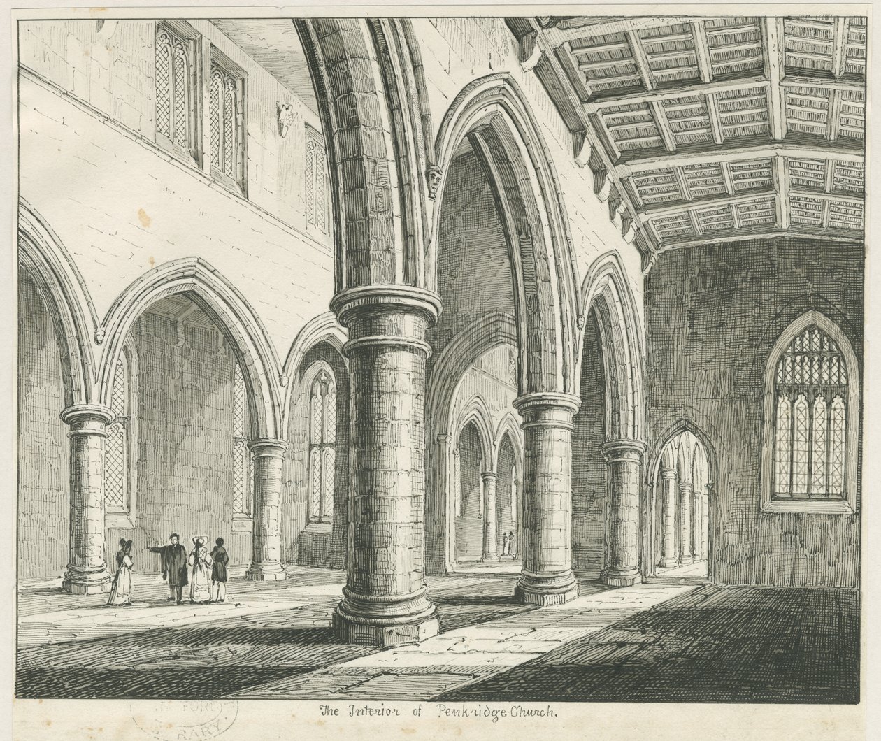 Innenraum der Penkridge Kirche: Feder- und Tuschzeichnung, undatiert [?1837] von Thomas Peploe Wood