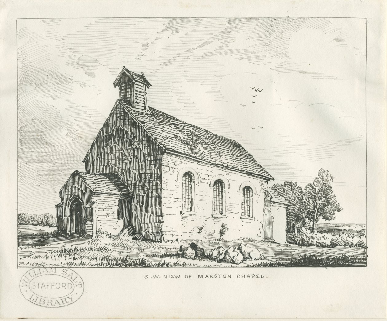 Stafford - Marston Kapelle: Feder- und Tintenzeichnung von Thomas Peploe Wood