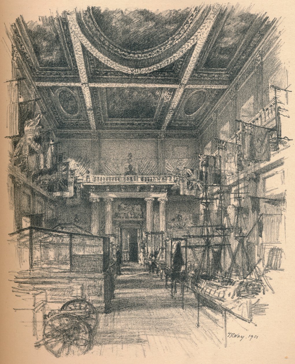 Innenraum des Bankettsaals, Whitehall Palace, 1902 von Thomas Robert Way