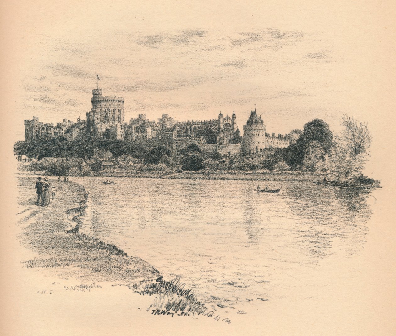Schloss Windsor vom Fluss aus von Thomas Robert Way