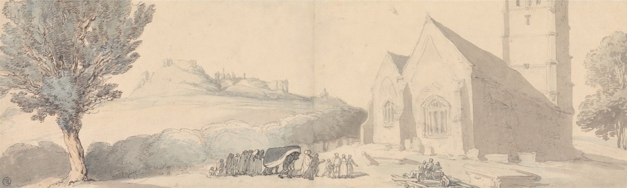 Ein Begräbnis in Carisbrooke, Isle of Wight von Thomas Rowlandson