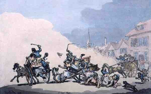 Ein Wagenrennen, veröffentlicht von William Holland von Thomas Rowlandson