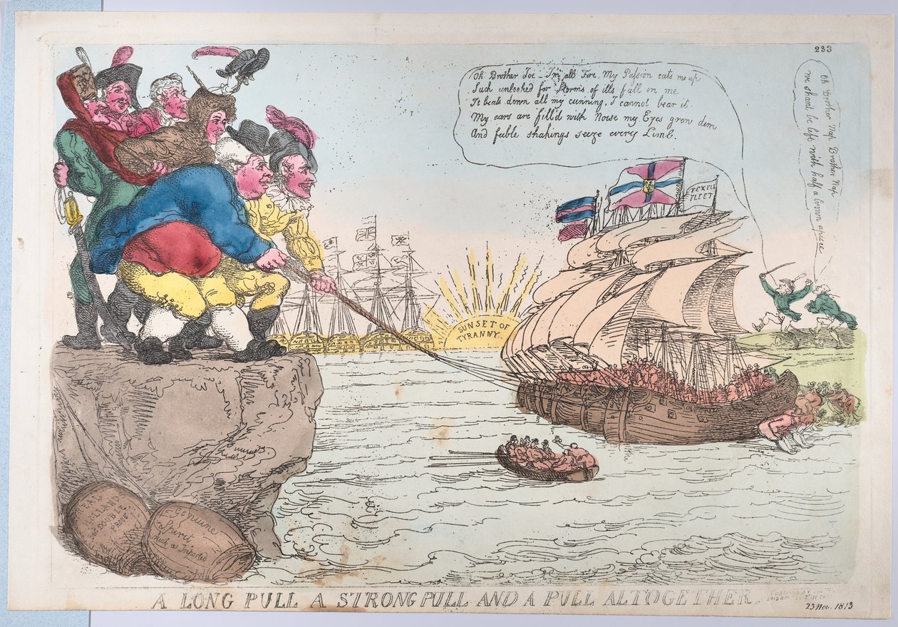 Ein langer Zug, ein starker Zug und ein Zug zusammen, 25. November 1813 von Thomas Rowlandson