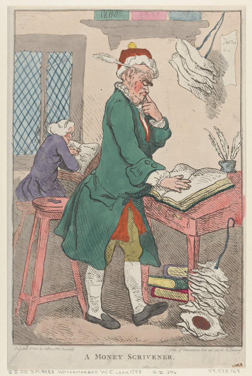 Ein Geldverleiher, 1. Januar 1801 von Thomas Rowlandson