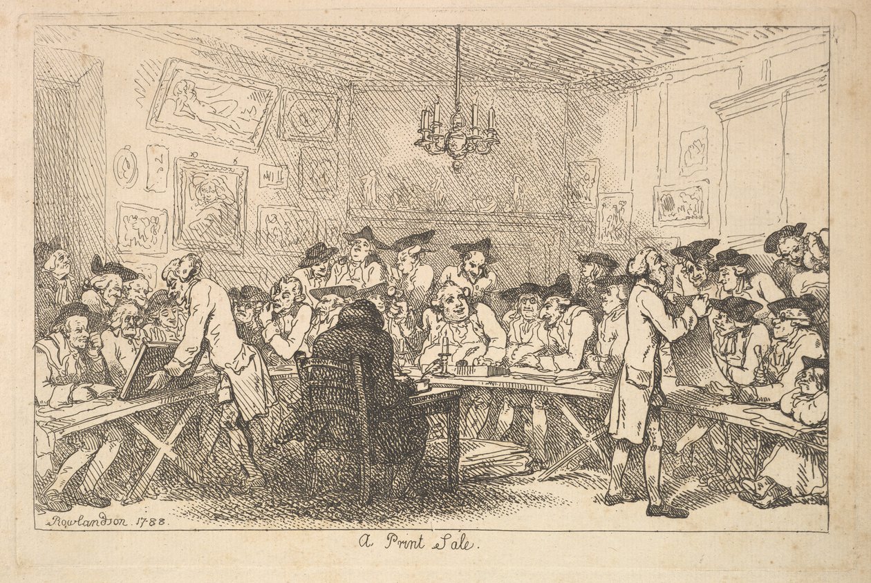 Ein Druckverkauf - Eine Nachtauktion, 1788 von Thomas Rowlandson