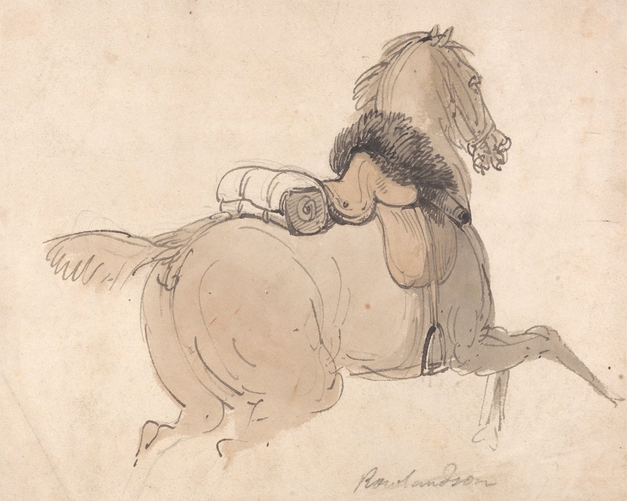Ein gesatteltes Kavalleriepferd von Thomas Rowlandson