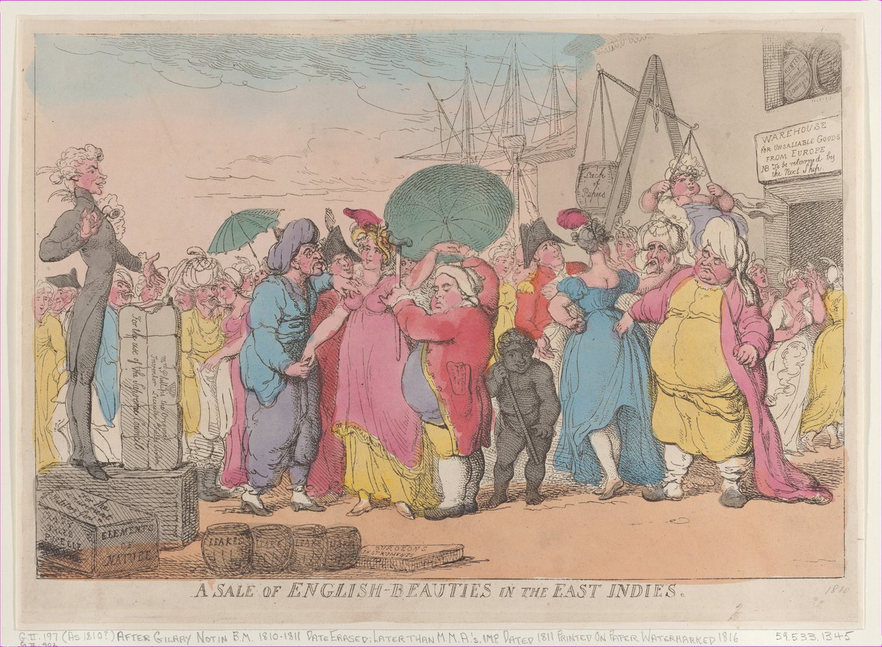Ein Verkauf englischer Schönheiten in Ostindien, [10. Mai 1811], Nachdruck von Thomas Rowlandson