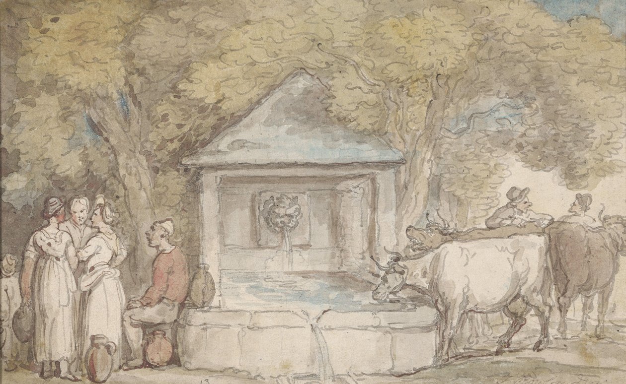 Ein Dorfbrunnen von Thomas Rowlandson