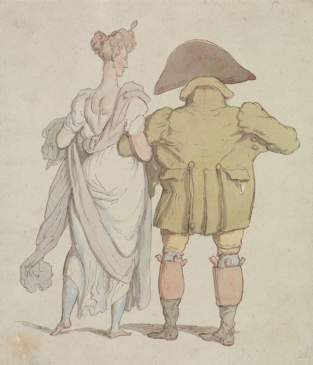 Ein älterer Herr geht mit einer Dame spazieren von Thomas Rowlandson